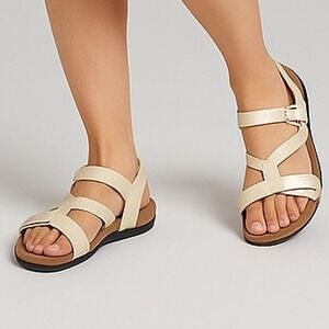 Vionic Amber Sandals Cream Croc Adjustable Straps Comfort Footbed‎ Women's 9